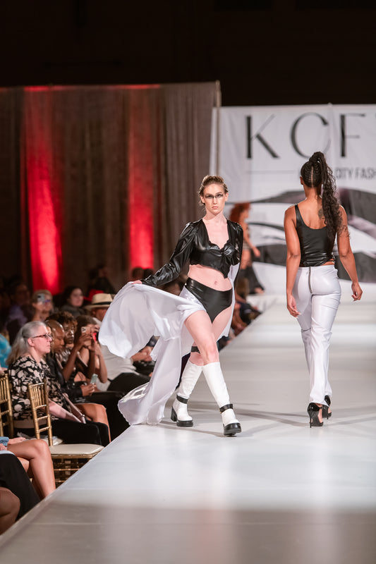 Untamed - Satin and Leather Asymmetrical Top