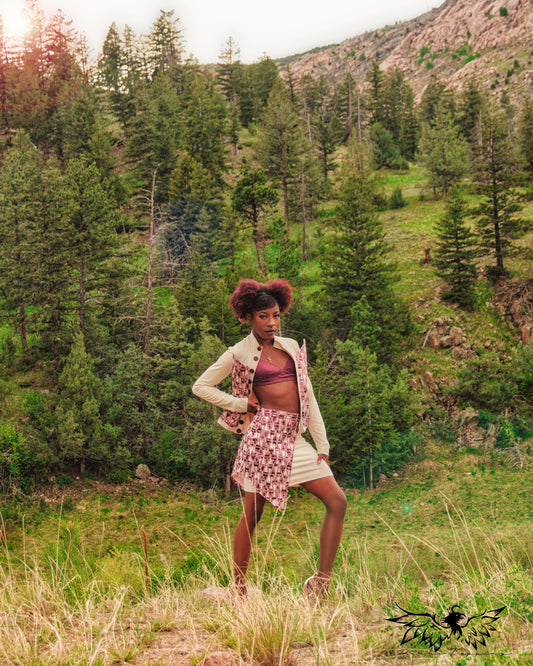 Touch of Madness - Geometric Button Down Asymmetrical Jacket and Skirt