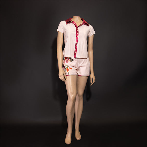 Touch of Madness - Salmon Pink and Floral Short Set