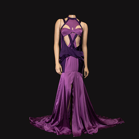 Touch of Madness - Purple Silk Cutout Gown
