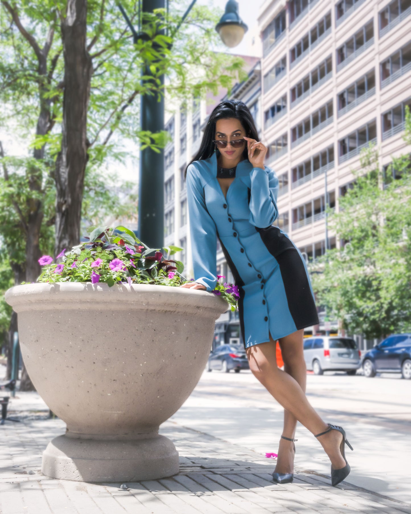 Fall 2021 Collection - Turquoise Button Down One-Piece Skirt