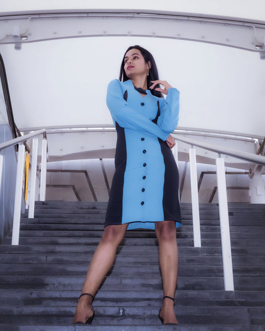 Fall 2021 Collection - Turquoise Button Down One-Piece Skirt