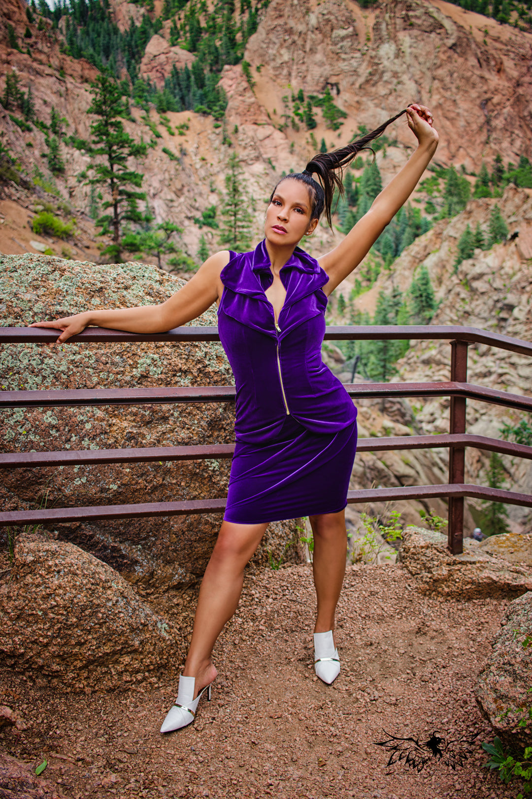 Touch of Madness - Purple Velvet Triple Collar Jacket with Peplum Skirt