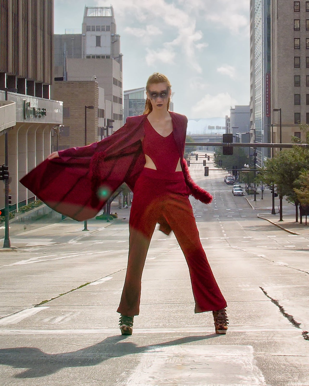 Fall 2022 "Ragnarök" Collection - Maroon Fitted Pencil Pants, with Leg Gussets