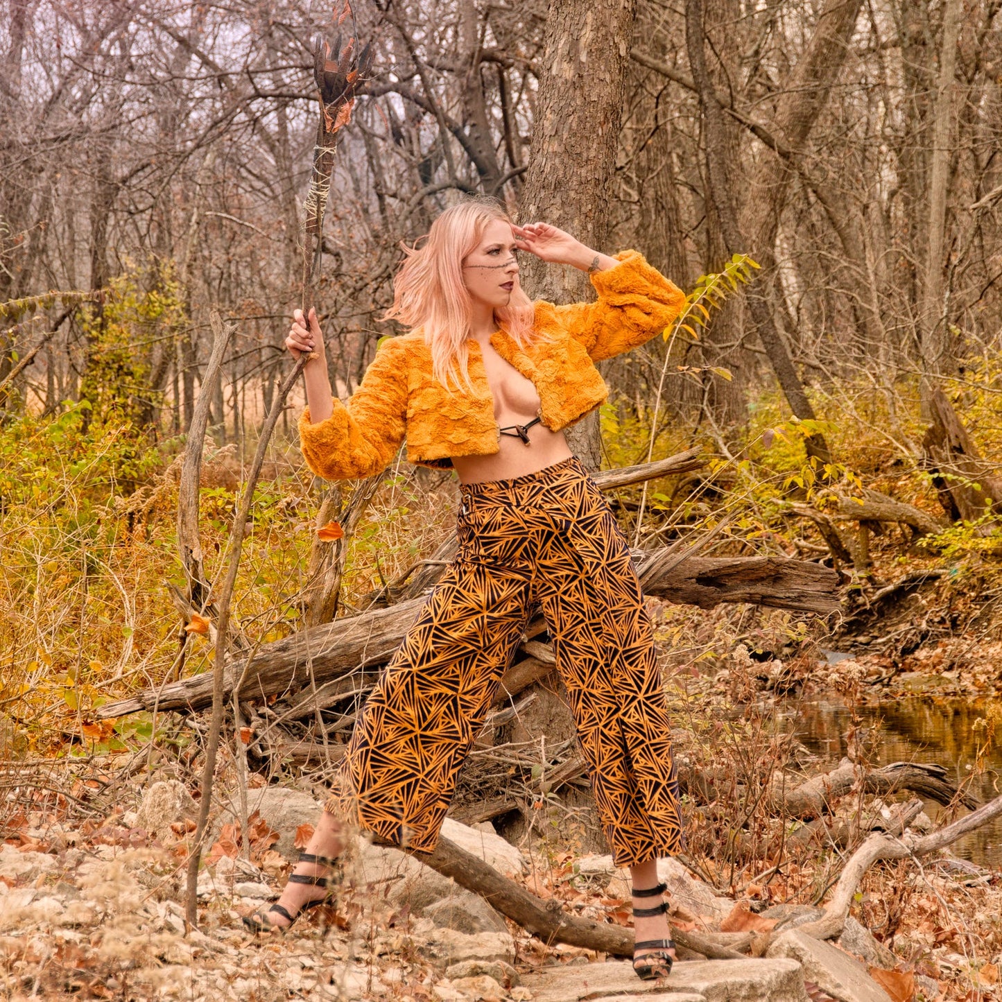 Fall 2022 "Ragnarök" Collection - Geometric Patterned Pants with Wrap Waistband