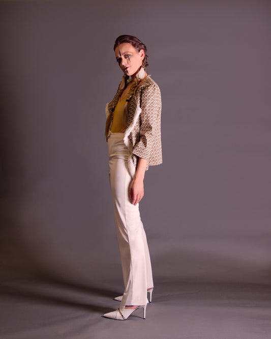 Fall 2022 "Ragnarök" Collection -White Stretch Pants, Sewn in Crease