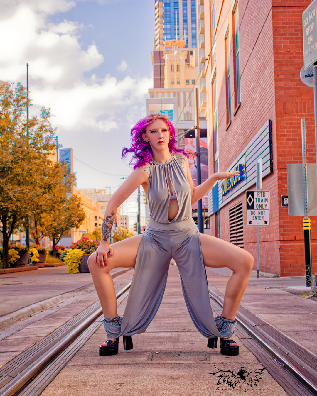 Dance Inspired Grey Micro-Suede Cut Out Jumpsuit
