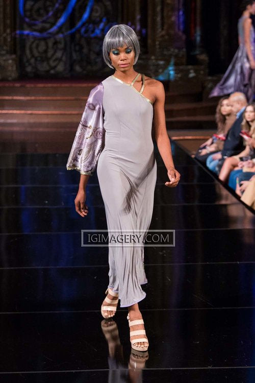 Fall 2017 Collection - Asymetrical Micro-Suede Stretch Gown