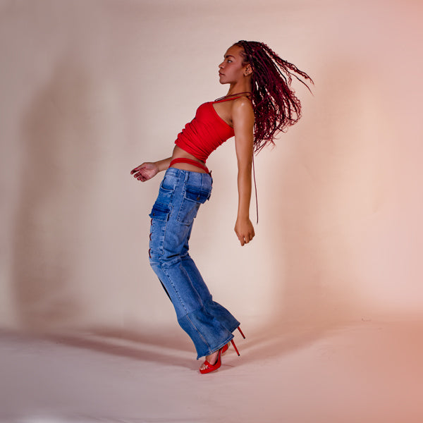 Corseted laced Upcycle Jeans