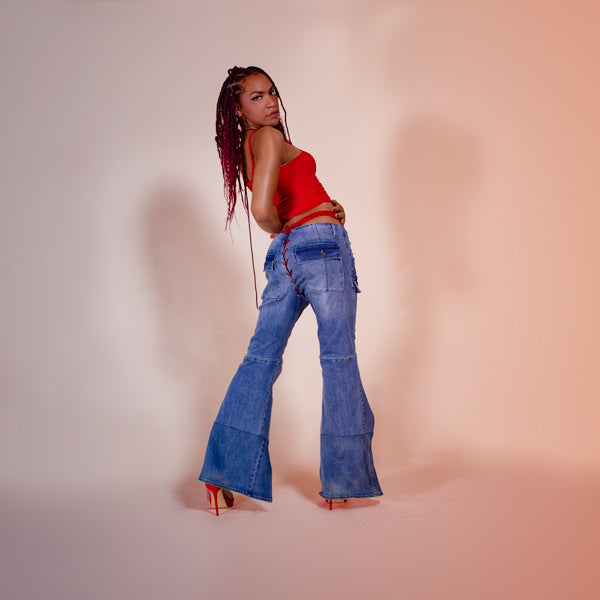 Corseted laced Upcycle Jeans