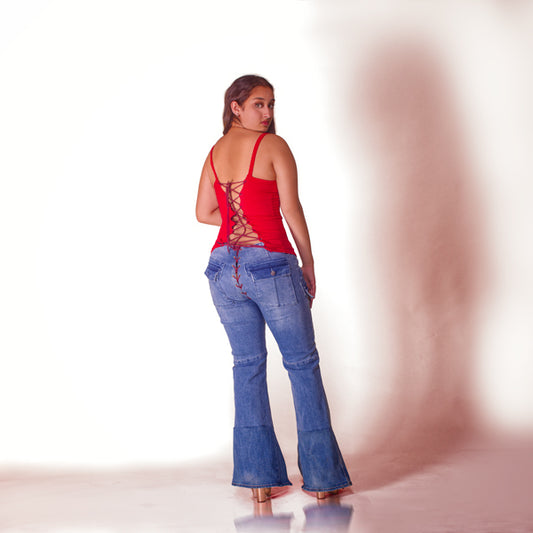 Red Corseted Red Tank Top