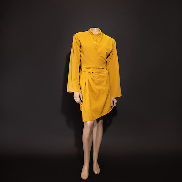 Spring 2022 "Retaliation" Collection - Yellow Stretch Mid Skirt with Architectured Ruffles