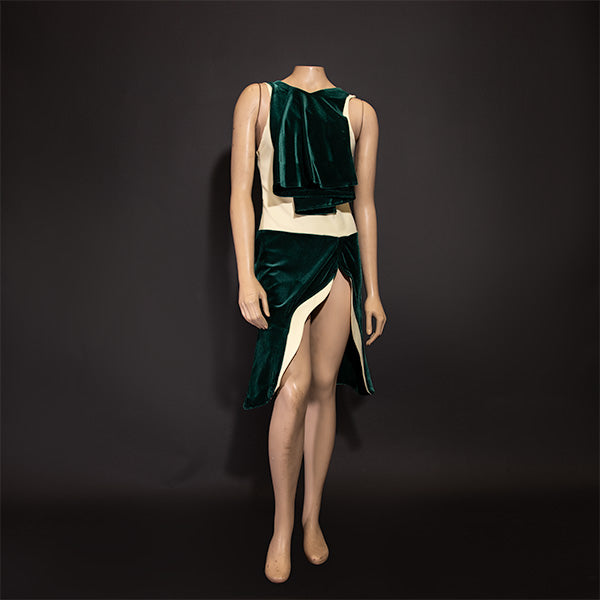 Touch of Madness - Green Velvet Tulip Skirt