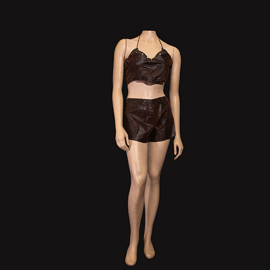 Spring 2025 - Brown Leather Corset Short Set